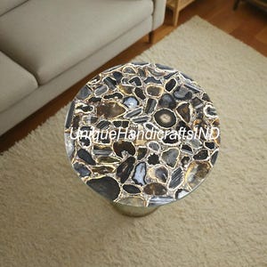 Entryway Furniture Agate Stone Coffee Table | Handmade Unique Agate Resin Table | Elegant Living Room Decor