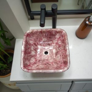Handmade Rose Quartz Vessel Sink – Pink Gemstone Vanity Bowl for Luxury Bathrooms