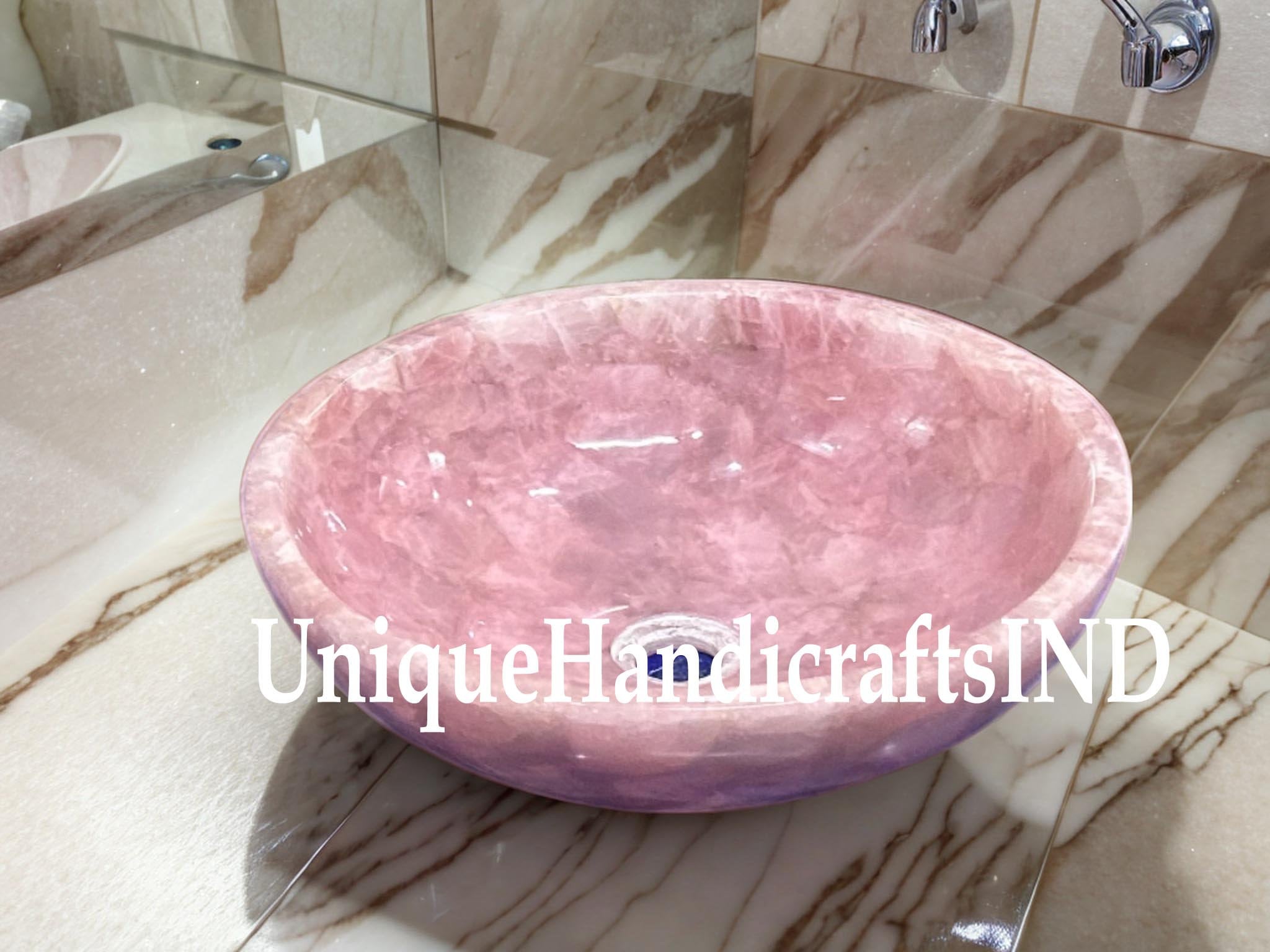 Handmade Rose Quartz Sink: Luxury Bathroom Vanity, Natural Stone Wash Basin