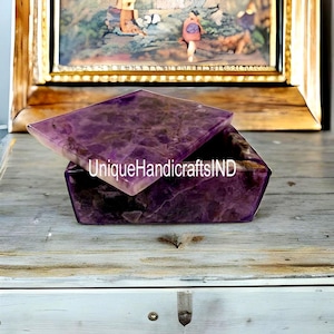Acquista portagioie in pietra preziosa ametista viola / grande scatola in vera pietra / ricordi / guarigione / ritrovamento raro / famiglia di pellicce / ceneri / riposa in pace