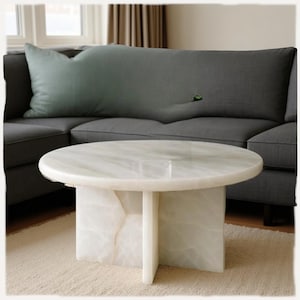 Crystal Onyx Coffee Table, End Table, Bedside & Corner Table, White Onyx Accent Cube, Dining Table, Round Onyx Table Home Decor Arts