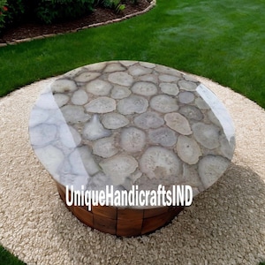 Mesa de centro de ágata/Mesa auxiliar/Mesa de esquina redonda/ Muebles de jardín
