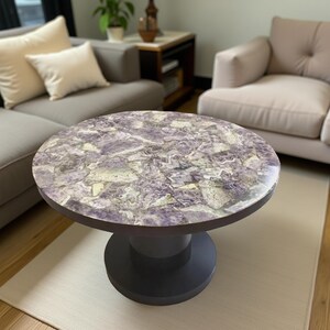 Amethyst Gemstone Dining Table – Handmade Purple Agate Countertop – Interior Art Furniture