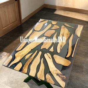 Handmade Walnut Epoxy Resin Coffee Table - Modern Side Table