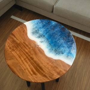Ocean Tisch, Kundenbestellung Rund Nussbaum Holz Rund Epoxy Couchtisch, Esstisch, Bürotisch, Handgemachte Möbel Für Wohnkultur