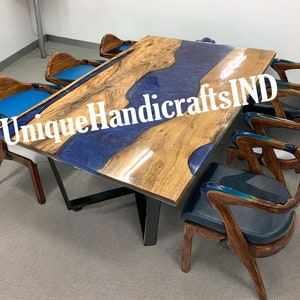 Made To Order Custom Blue River Epoxy Walnut Dining Table ,Resin Table Epoxy, Resin River Table , Epoxy Dining Room Furniture