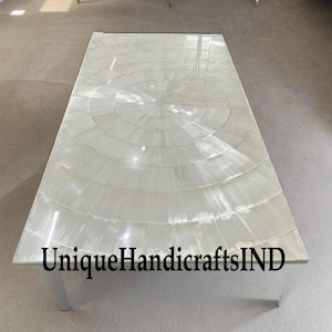 Selenite Table Top, Selenite Center Table Top, Selenite Coffee Table Top, Selenite Gemstone Table Top, Home Decor Sun Rays Design furniture