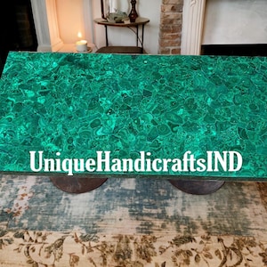 Tampo de mesa de pedra malaquita / bancada / mesa de jantar de cozinha de mármore malaquita feita à mão artes em pedra semipreciosa