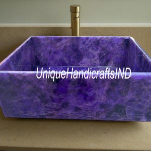 Natural Amethyst Stone Sink, Countertop Wash Basin, Wash basin bathroom decor, Crystal Agate Stone Sink, New Home Bathroom Decor Sink