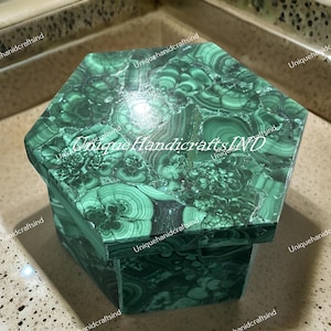 Genuine Malachite Jewelry Box – Handmade Green Stone Jewelry & Keepsake Case Collectible Gift For Her