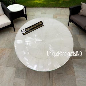 DESIGNER Selenite Round Table Top, Sunburst Arts Dining Table, Coffee Table (customizable)