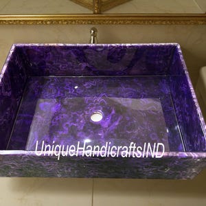 Handmade Amethyst Wash Basin Sink: Luxury Geode Home Decor