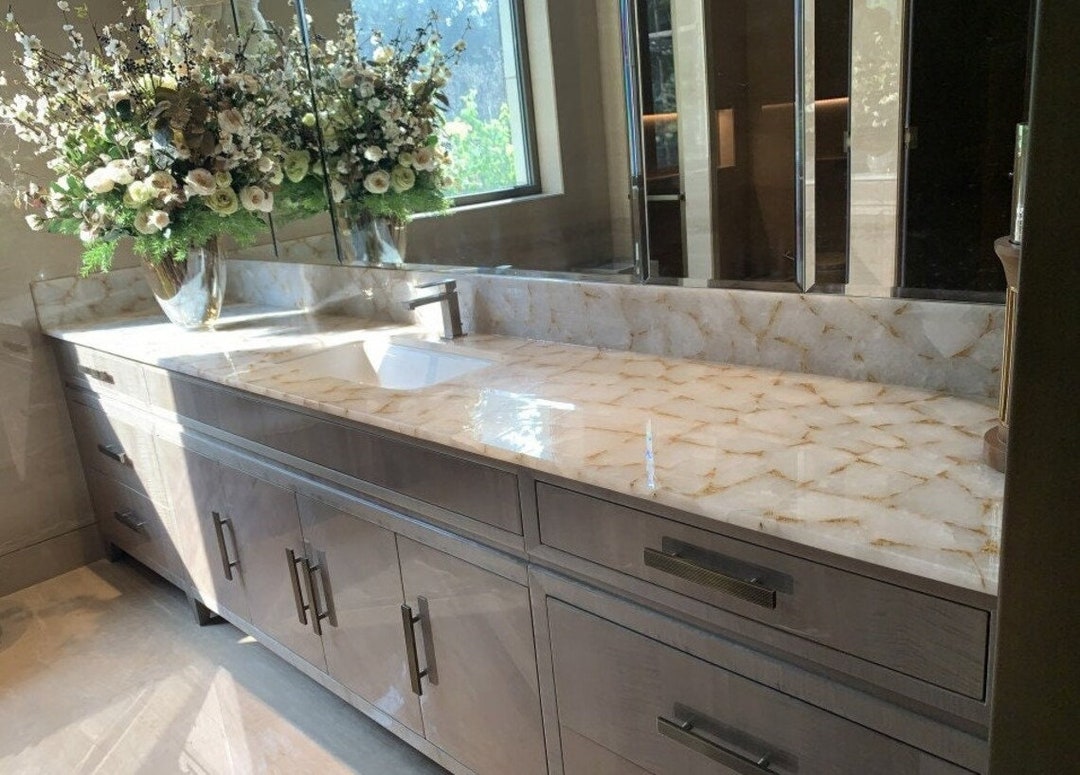 White Quartz Bathroom Countertop Kitchen Counter Top Home & Etsy