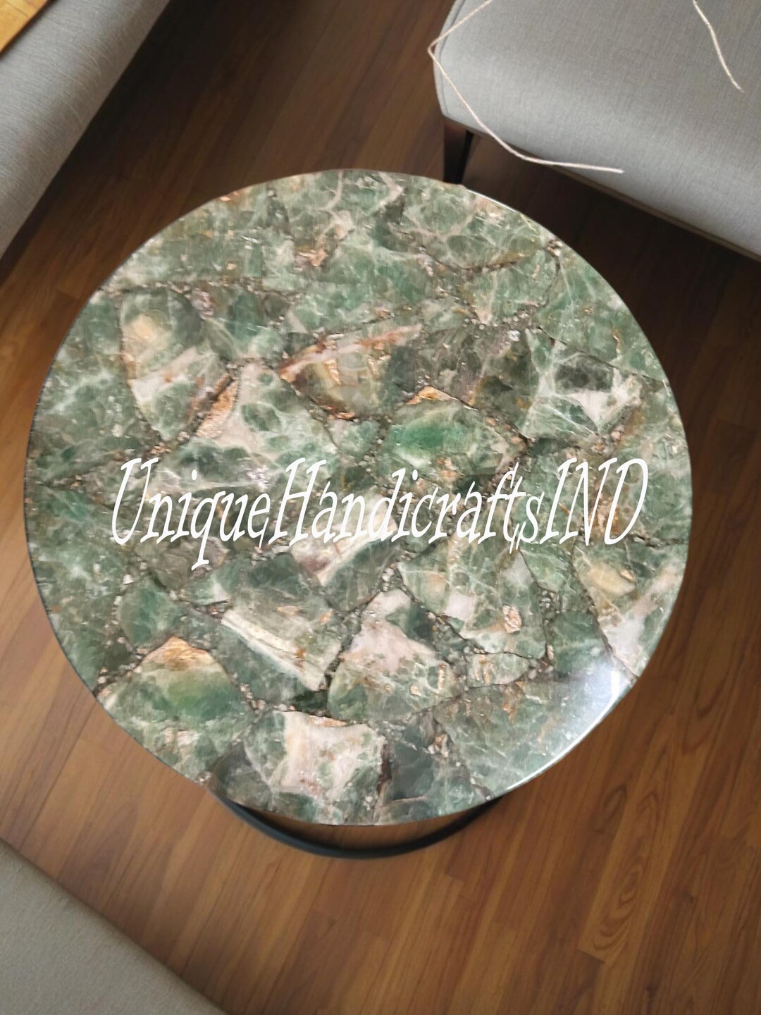 Elegant Amazonite Stone Table – Unique Gemstone Accent Table, Handmade ...