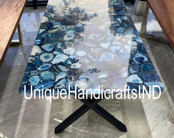 Blue Agate Stones Slab, Counter Table Top ,Dining Table, Coffee Table , Center Table Top, Agate Stone Side Table Slab Desk Interior Decor