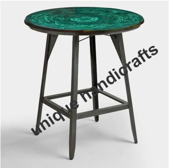 Marble Table Top Malachite Gems Random Coffee Center Marble Table Top Malachite Gems Random, 24 Inch Round Table