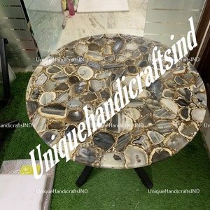 Round Agate Table Top, Dining Table, Coffee Table, Resin Table ( Customizable )