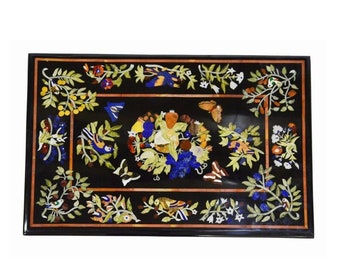 Buy Marble Inlay Coffee /Dining Table top , Multi color Semiprecious stones Inlaid , Pietra dura Art