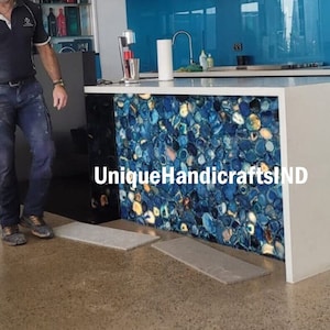 Agate Counter tops , Blue Agate Slab/Counter top  for kitchen, living room, Kitchen Counter Slabs, Bar Countertop Handmade Furniture Decor