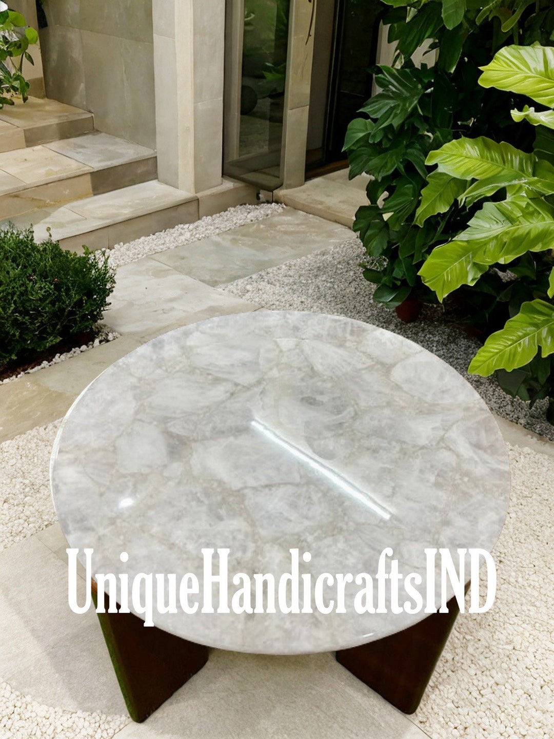 Crystal Coffee Table With White Quartz Stone Customize Handmade Home ...