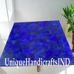 Blue Lapis Lazuli Coffee Table Top, Marble Lapis Lazuli Stone Art Side Table, Living Room Table, Tea Table For Home Decor Handmade Furniture