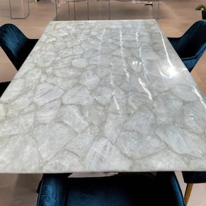 Quartz Stone Dining Table Top – Handmade Natural Stone Furniture for Modern Home & Kitchen Decor
