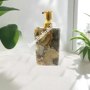 Natural Agate Soap Dispenser / Soap Or Lotion Pump Dispenser / Handmade Soap Dispenser for Kitchen & Bathroom / Stone Soap Dispenser Gifts