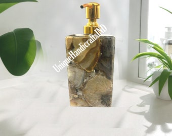 Dispensador de jabón de ágata natural: Bomba de loción de piedra hecha a mano