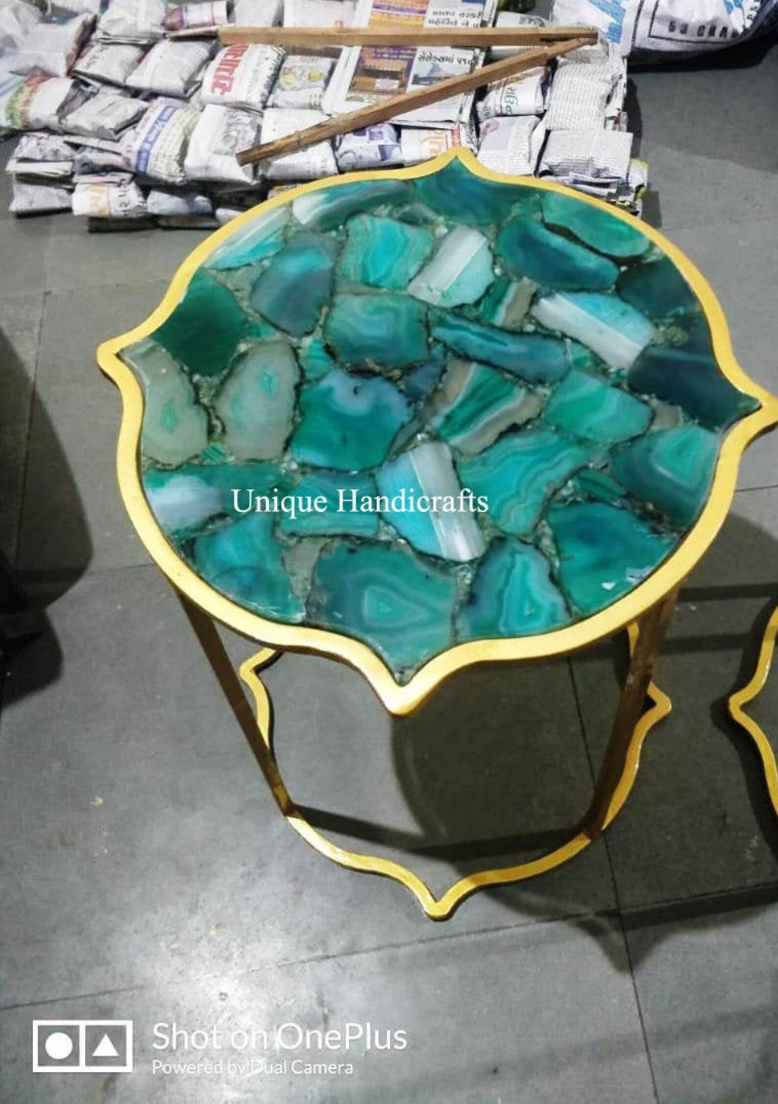 18 Round Marble Black Coffee Table Top Green Agate Etsy
