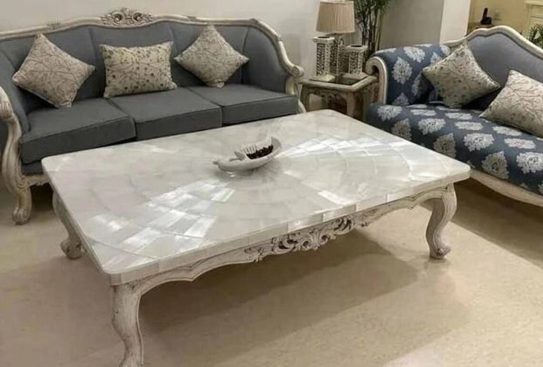 Selenite Table Top Marble Coffee Sofa Table Top Handmade Etsy