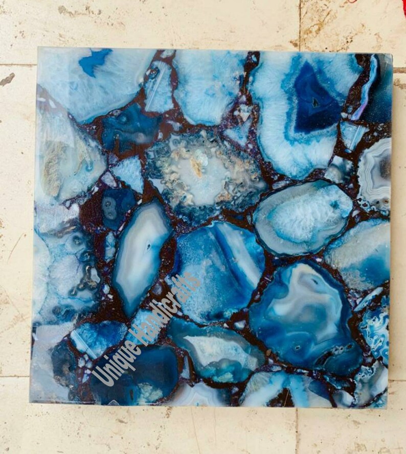 Blue Agate Stone Table Top for Coffee Table side Tablecorner Etsy