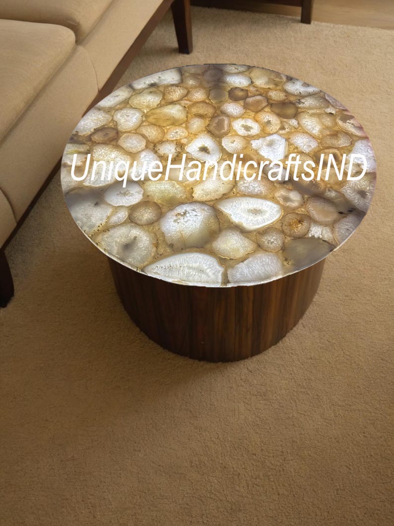 Buy Custom Natural Round Stone Table Tops, White Round Coffee Table Top