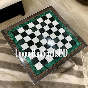 Christmas Gifts Marble Chess Game Board Handmade Malachite Semi Precious Mosaic Arts Collectible Gift Him/ Her