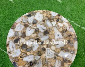 Handmade Agate Mosaic Table Top: Stone Coffee Table Decor