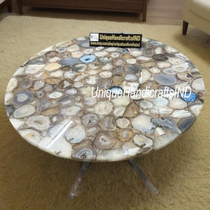 Unique Stone coffee table Custom made Semi Precious & Natural Quartz Stone Arts Mid Century Modern Furniture New Home Gifts