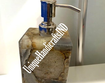 Natural Agate Soap Dispenser: Handmade Stone Lotion Pump