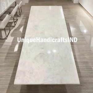 White Quartz Dining Table Top: Natural Agate Center Table