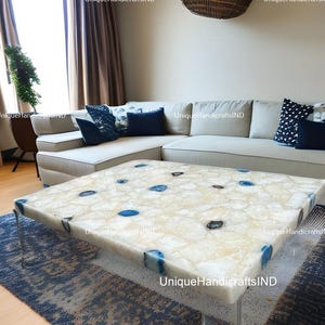 White Quartz Gemstone Dining Table Modern Furniture Quartz Kitchen & Office Meeting Table Handmade Crystal Countertop Slab Hallway Decors