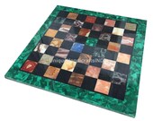 Handmade Malachite Stone Marble Mosaic Inlay Chess Set Indoor Playing Game table Top Art Christmas Gift Décor