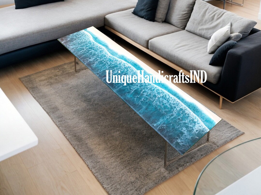 Resin Coffee Table Top, Ocean Wave Epoxy Wood Resin Table Top , Console ...