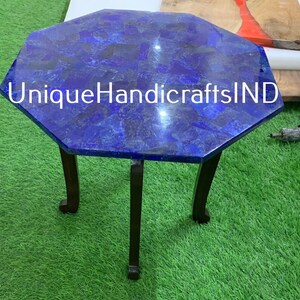 Side Table, Corner Table, Lapis Lazuli Coffee Dining Table Top, Collectible Blue Lapis Random Sofa Center Table Top, Semi Stone Table Top