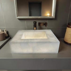 White Quartz Vintage Sink – Farmhouse, Wall-Mounted Kitchen & Bathroom Sink, Laundry Room, Bathroom Decor