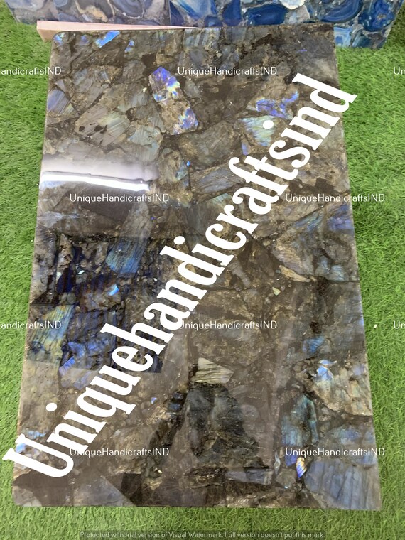 Labradorite Table Top Handmade Mosaic Natural Stone Art Kitchen Decorative Countertop Furniture Farmhouse Decor