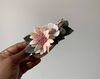 Neutral Floral Crown, Blush Daisy floral birthday headband