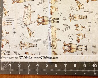 Farm Animals Fabric. Cows, Pigs, Chickens, Sheep on Light Blue Background. 100% Cotton. QT Fabrics. 27 inches x 42 inches wide.