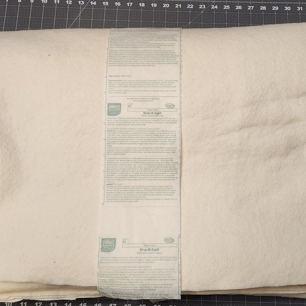 Pellon Wrap-n-zap 100% Natural Cotton Batting. Perfect for microwavable projects. New and unused. Cut and sold by the 1/2 yard, (90"wide).