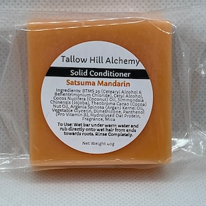 SATSUMA MANDARIN Solid Conditioner | VEGAN | Moisturizing Gentle Hair Care for All Hair Types | Biodegradable Near Zero Waste | Gift Giving