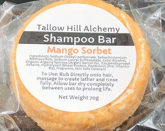 MANGO SORBET feste Shampoo Bar | VEGAN | Feuchtigkeitsspendende sanfte Haarpflege für alle Haartypen | Biologisch abbaubar, biologisch abbaubar, nahezu ohne Abfall | Geschenk geben