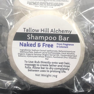 NAKED (UNSCENTED) Solid Shampoo Bar | VEGAN | Moisturizing | Gentle Hair Care | All Hair Types | Biodegradable Near Zero Waste | Gift Giving
