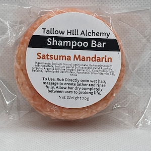 SATSUMA MANDARIN Solid Shampoo Bar | VEGAN | Moisturizing Gentle Hair Care for All Hair Types | Biodegradable | Near Zero Waste | Gift Idea